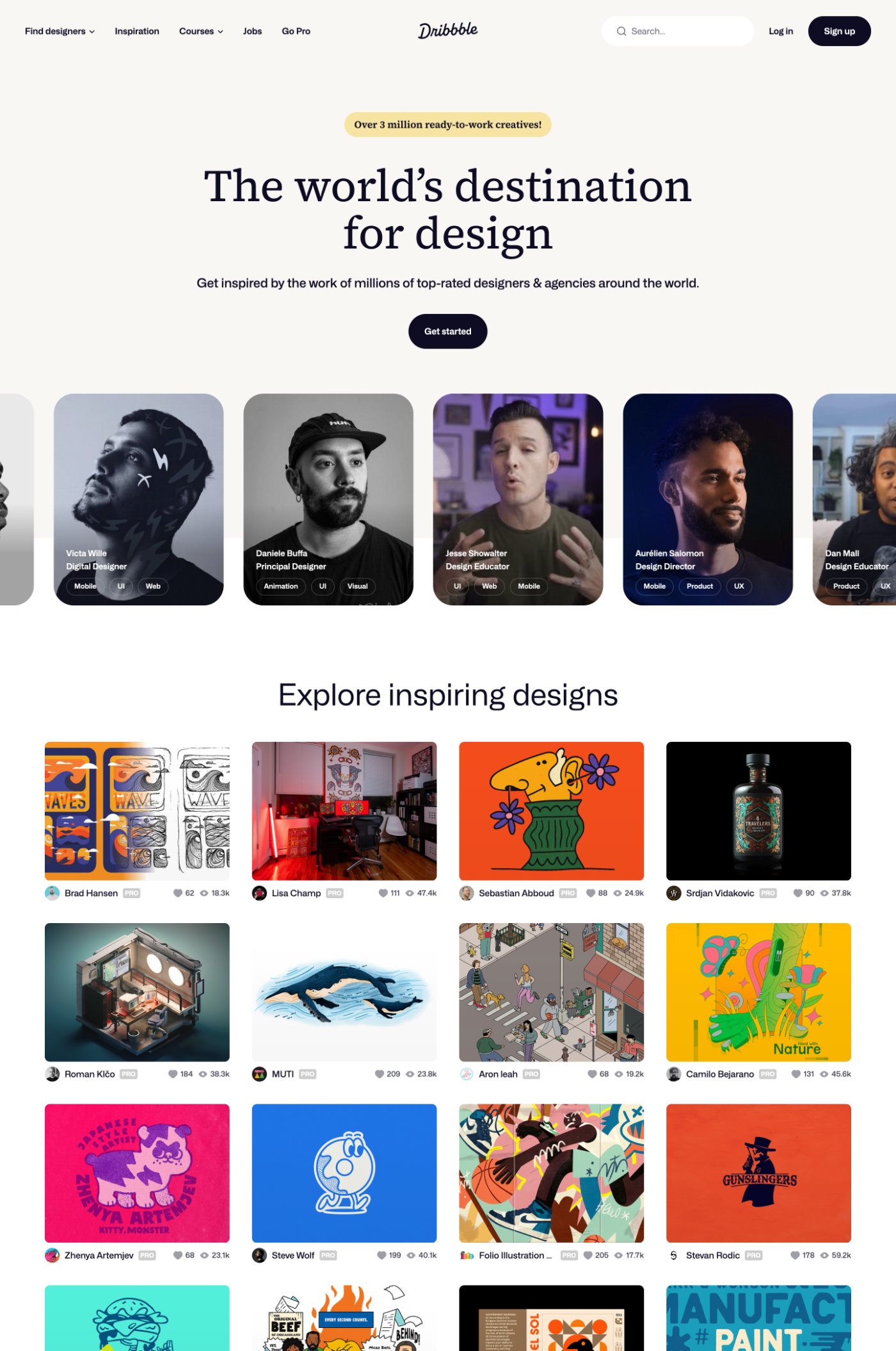 Dribbble Homepage Screenshot