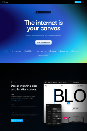 Framer Homepage Screenshot