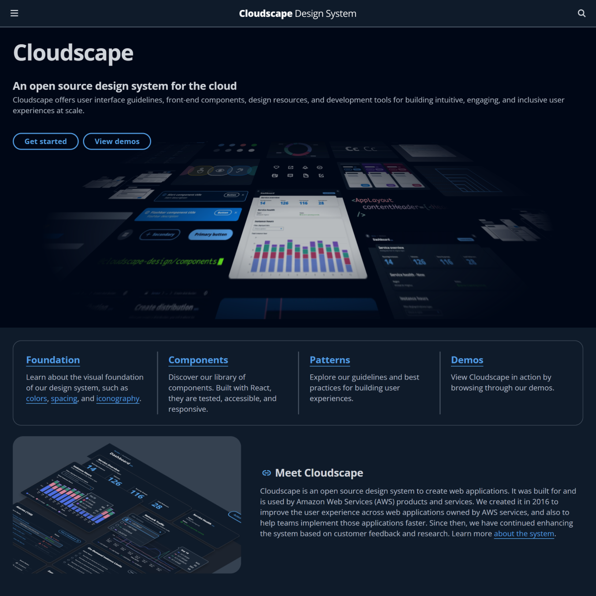 Cloudscape homepage